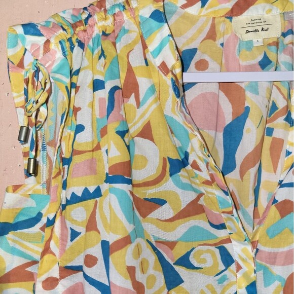 Anthropologie x Danielle Kroll Art Abstract Print Sleeveless Ruched Blouse Small - Picture 6 of 8